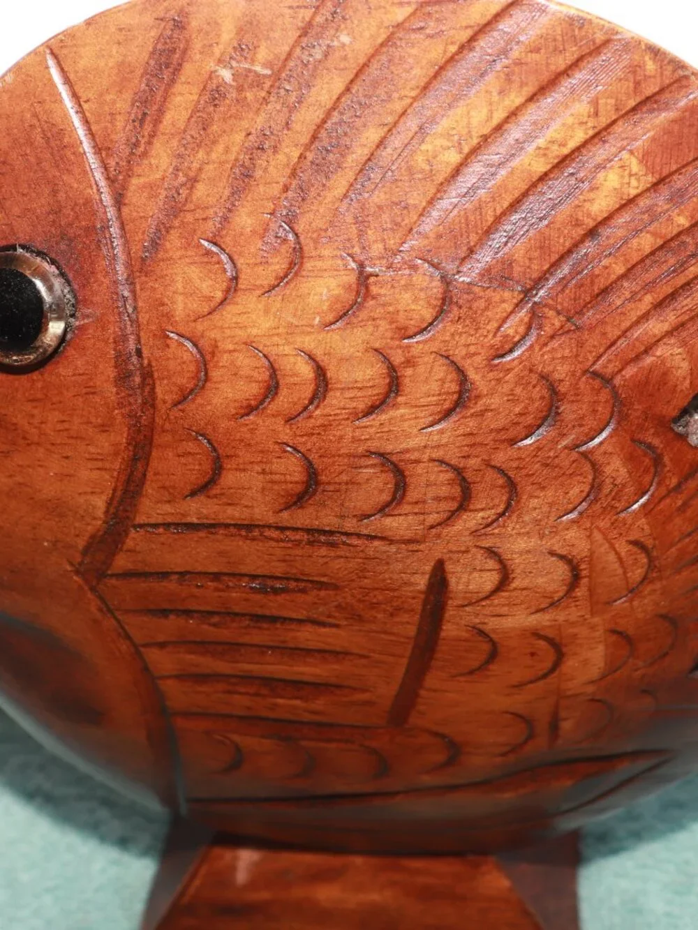 Vintage Hand Carved Wooden Fish Sculpture